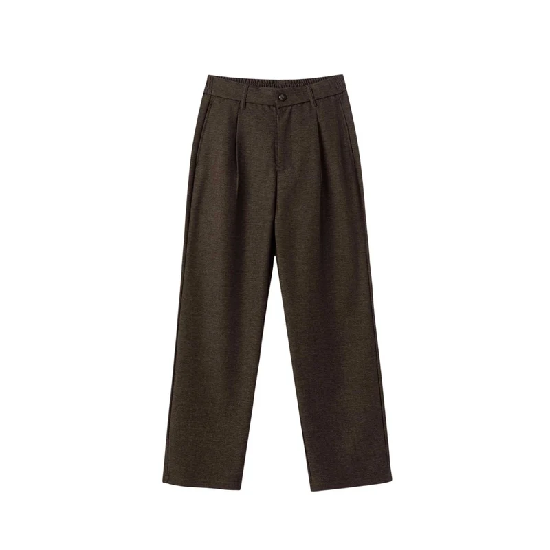 Damen Hochtaillierte weite Bundfaltenhose mit elastischem Rücken Nord Taschen