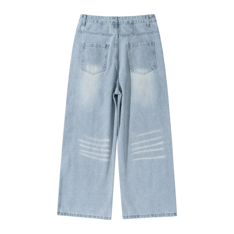 Damen Hochtaillierte weite Cropped-Jeans mit Bundfalten und Utility-Taschen Nord Taschen