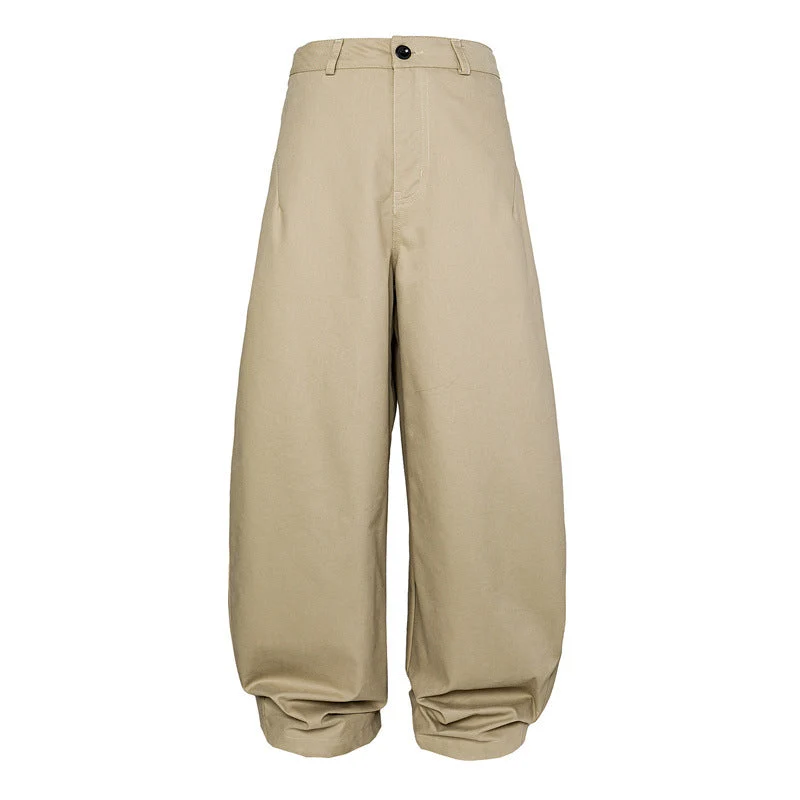Damen Hohe Taillenweite Culotte-Hose aus schwerer Baumwollmischung mit Umschlagbund Nord Taschen