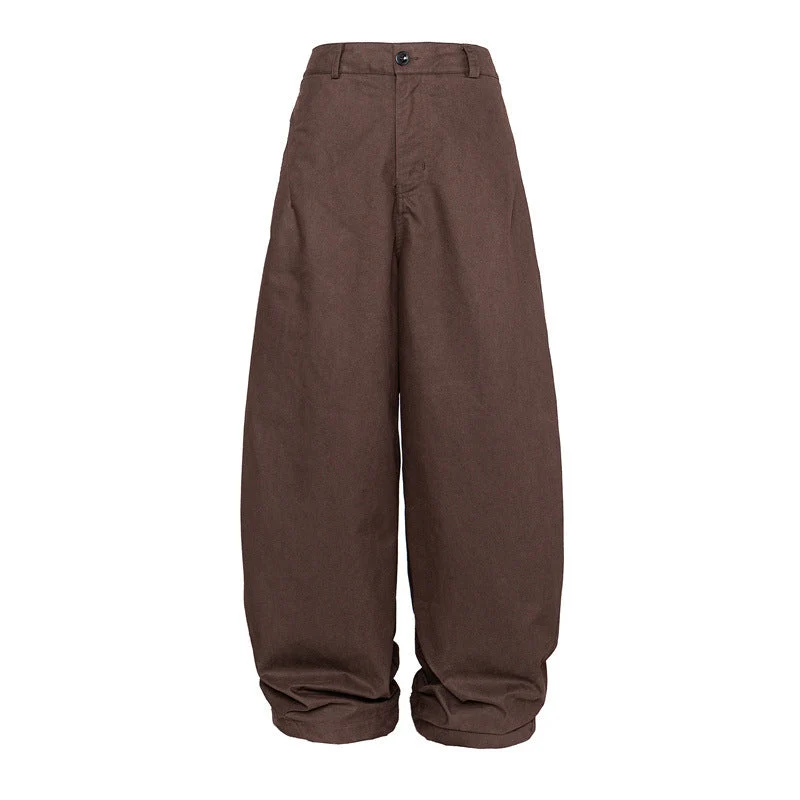 Damen Hohe Taillenweite Culotte-Hose aus schwerer Baumwollmischung mit Umschlagbund Nord Taschen