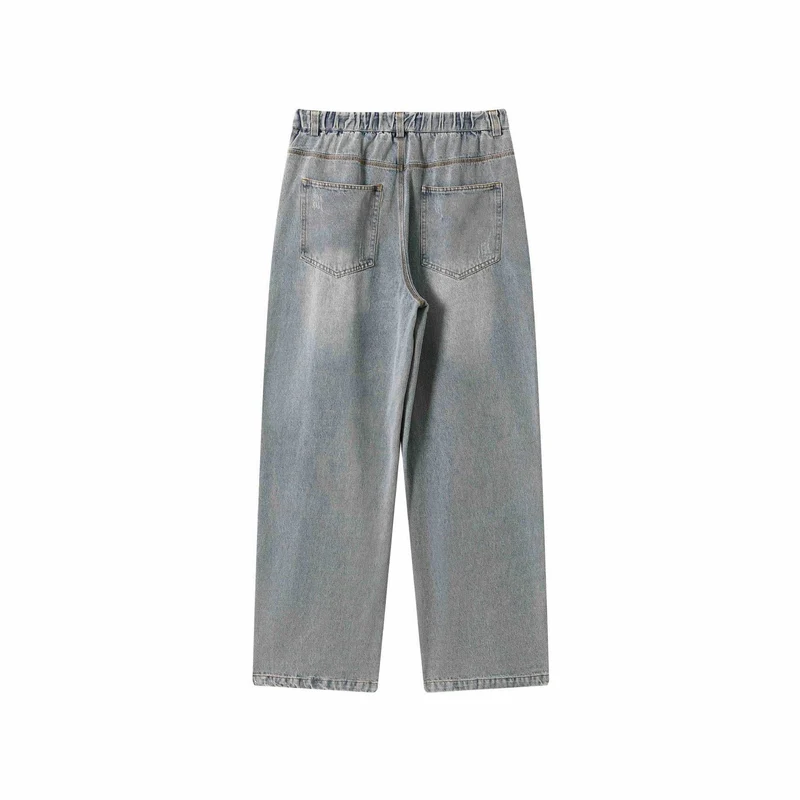 Damen Jeanshose mit weitem Bein, hoher Taille und vorderlichem Mittelschlitz Nord Taschen