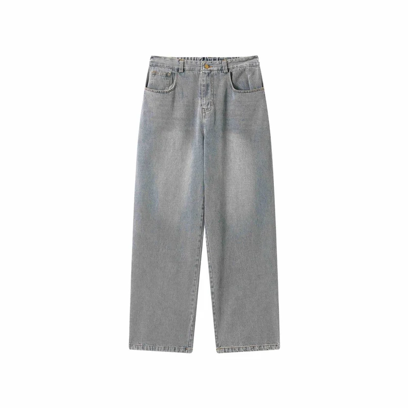 Damen Jeanshose mit weitem Bein, hoher Taille und vorderlichem Mittelschlitz Nord Taschen