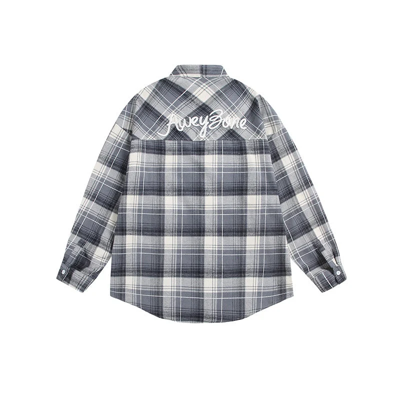 Damen Oversize Karo-Hemdjacke mit Kimono‑Schnitt, Tunnelzugbändern und aufgesetzten Taschen Nord Taschen