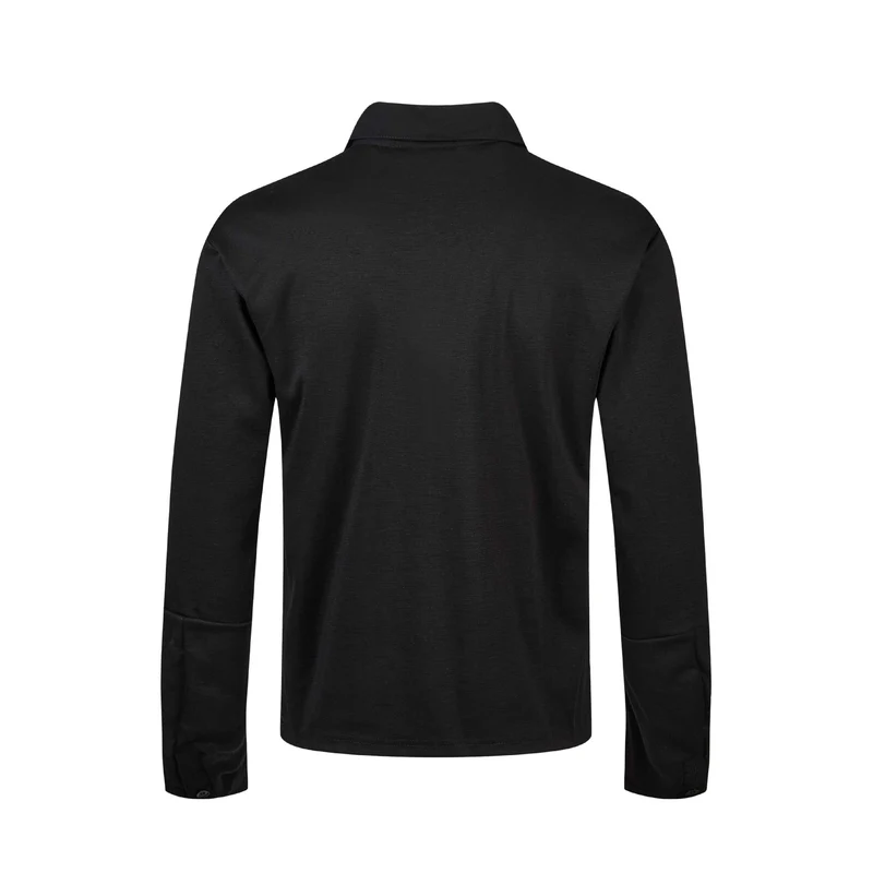 Damen Poloshirt-Langarmshirt mit Hemdkragen, Schriftprint und Strass-Applikation Nord Taschen
