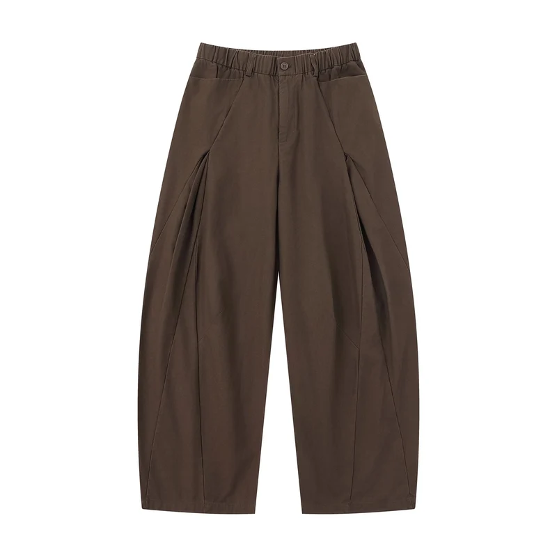 Damen Weite Culotte-Hose mit dekorativen Falten und elastischem Bund Nord Taschen