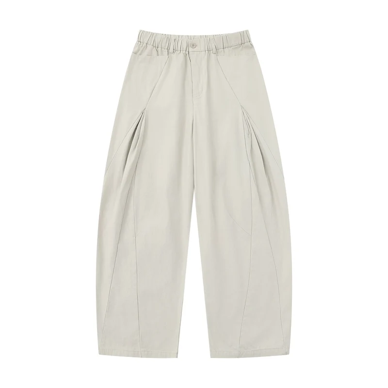 Damen Weite Culotte-Hose mit dekorativen Falten und elastischem Bund Nord Taschen