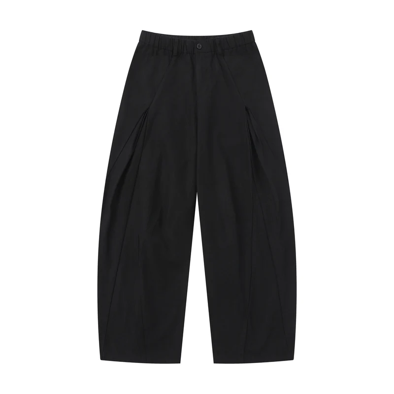 Damen Weite Culotte-Hose mit dekorativen Falten und elastischem Bund Nord Taschen