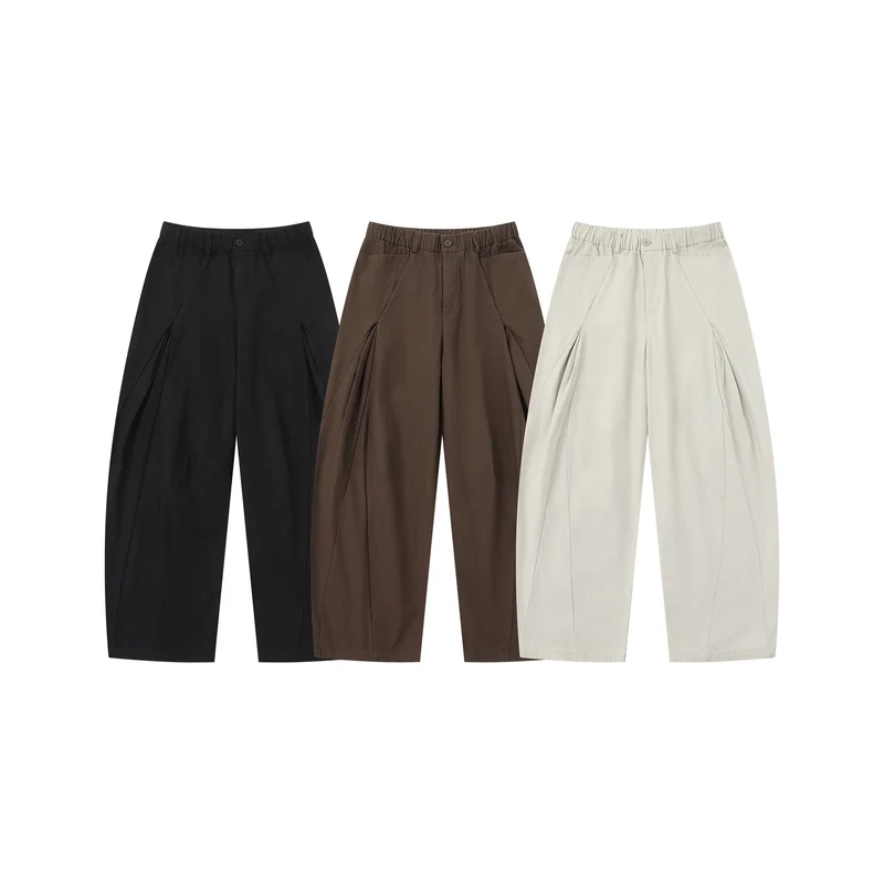 Damen Weite Culotte-Hose mit dekorativen Falten und elastischem Bund Nord Taschen