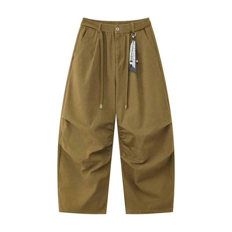 Damen Weite Culotte‑Hose mit Elastikbund, Stufenfalten und dekorativem Tuchanhänger Nord Taschen