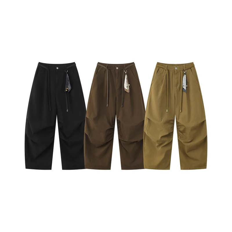 Damen Weite Culotte‑Hose mit Elastikbund, Stufenfalten und dekorativem Tuchanhänger Nord Taschen