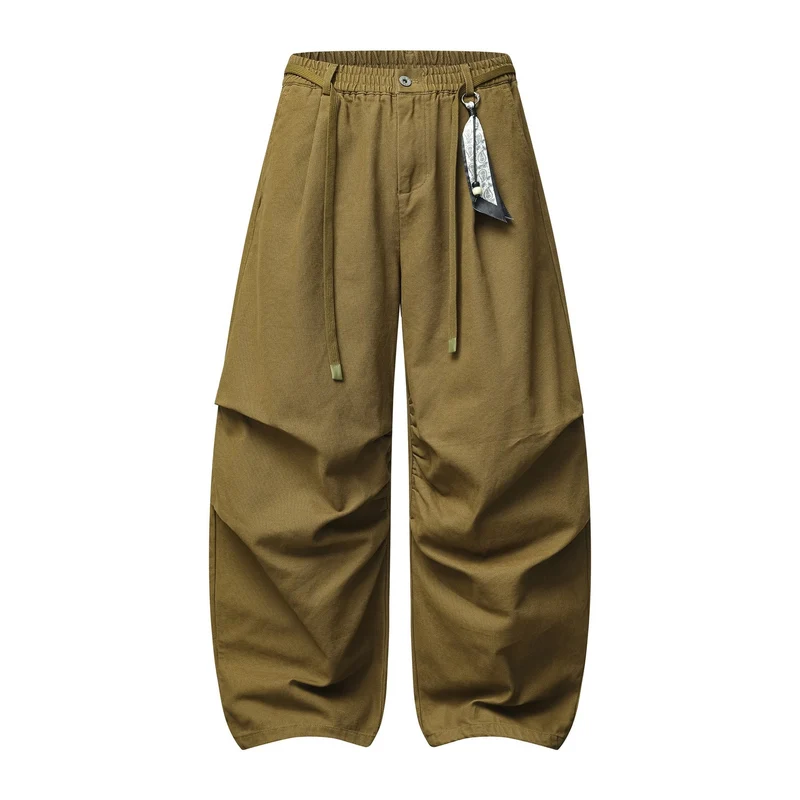 Damen Weite Culotte‑Hose mit Elastikbund, Stufenfalten und dekorativem Tuchanhänger Nord Taschen