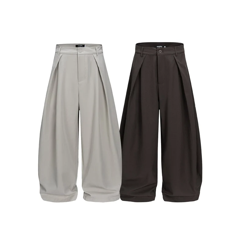 Damen Weite Culotte-Hose mit hoher Leibhöhe, Kellerfalten und verkürztem Saum Nord Taschen
