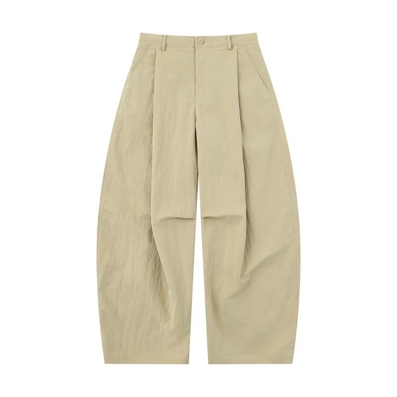 Damen Weite Culottehose mit hoher Taille und strukturierter Baumwollmischung Nord Taschen