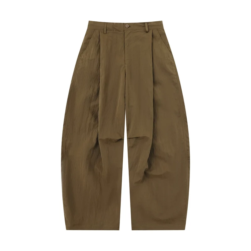 Damen Weite Culottehose mit hoher Taille und strukturierter Baumwollmischung Nord Taschen