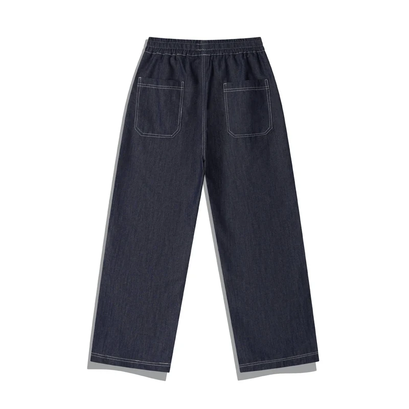 Damen Weite Denim-Cargo-Culotte mit elastischem Bund und Kontraststeppung Nord Taschen