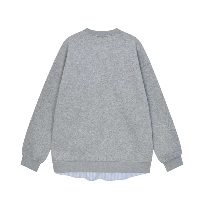 Damen Lässiges Oversize-Sweatshirt mit eingearbeitetem Hemd-Detail und Front-Öffnung Nord Taschen