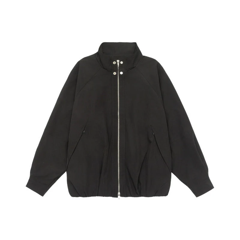Damen Leichte Raglan-Bomberjacke mit Stehkragen und elastischem Saum Nord Taschen