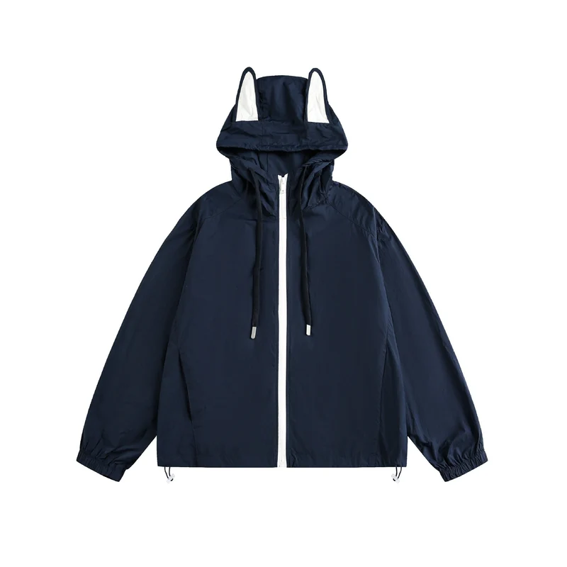 Damen Leichter Kapuzen-Anorak mit Ohrenapplikation und Tunnelzug Nord Taschen