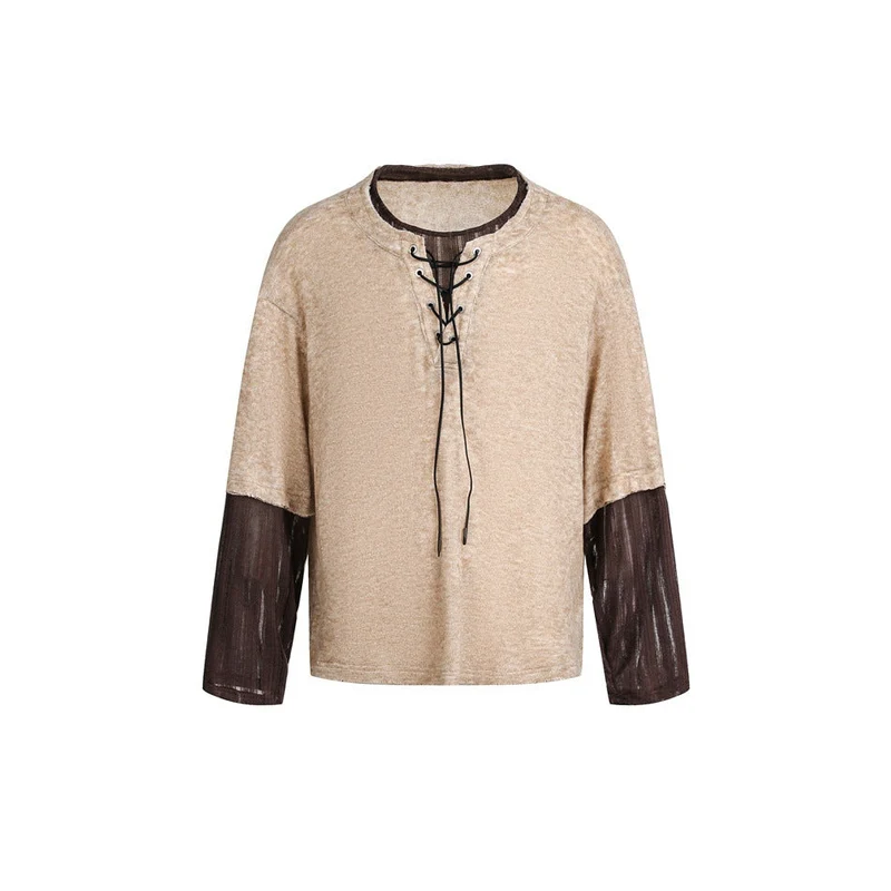 Damen Samtiges Longsleeve mit Schnürdetail und durchsichtigen Ärmel‑Einsätzen Nord Taschen