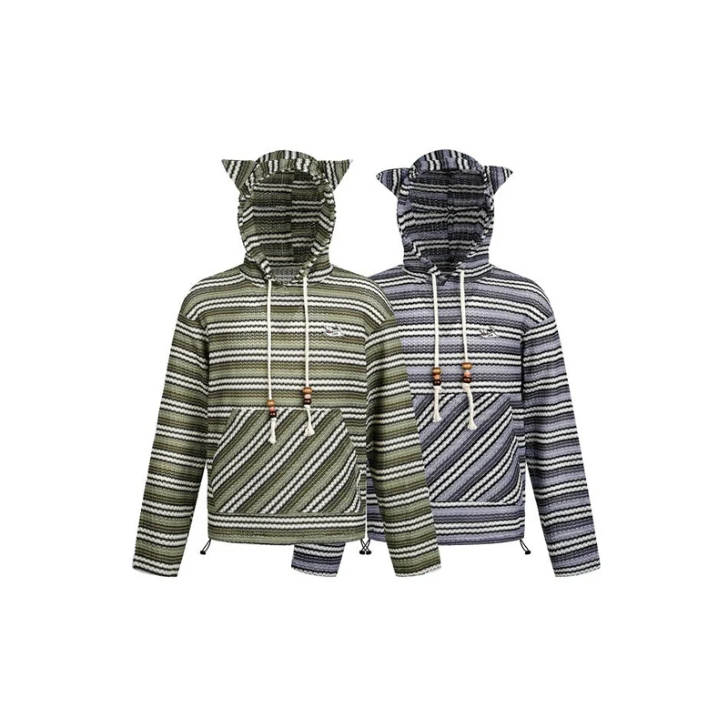 Damen Strick‑Kapuzenpullover mit Katzenohren und Kängurutasche Nord Taschen