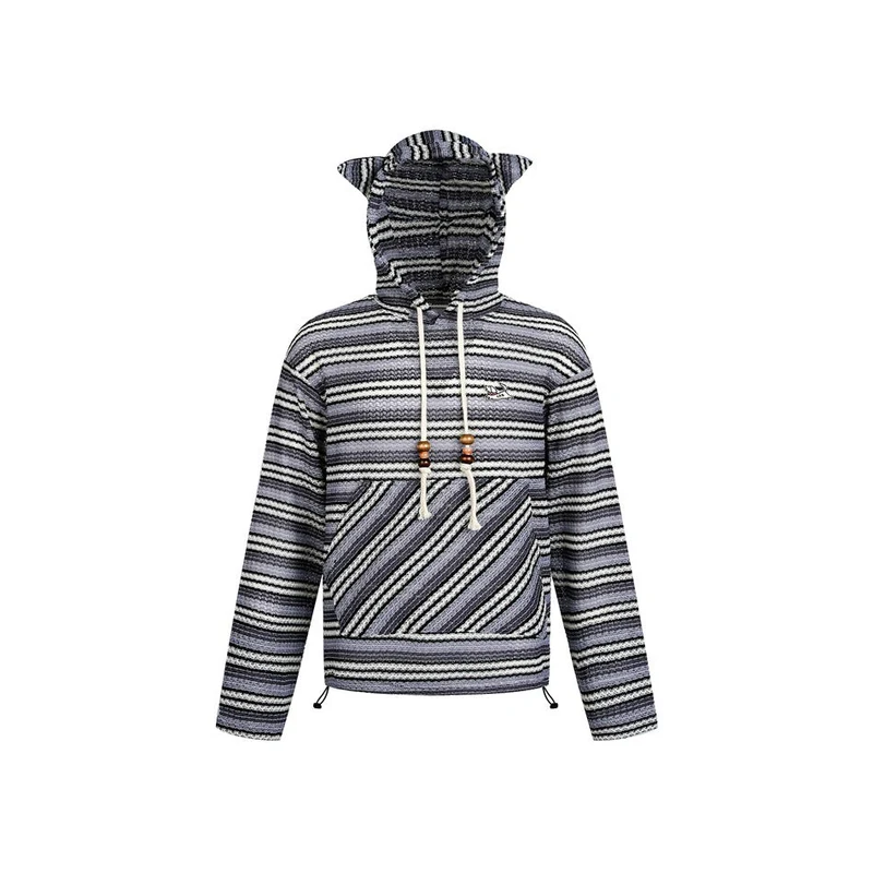 Damen Strick‑Kapuzenpullover mit Katzenohren und Kängurutasche Nord Taschen