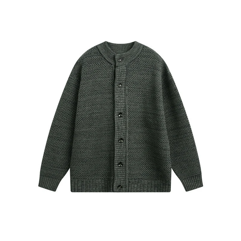 Damen Strukturiertes Oversize-Strickcardigan mit Rundhals und durchgehender Knopfleiste Nord Taschen