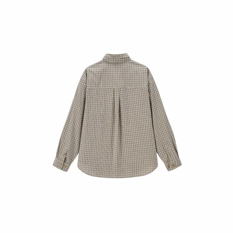 Damen Karo‑Hemdbluse mit Schleifenkragen und Oversize‑Silhouette Nord Taschen