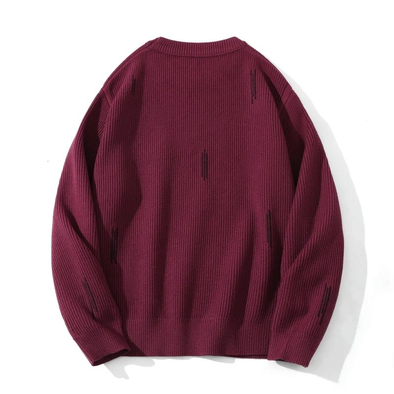 Damen Komfortabler Rippstrick-Pullover in Oversize-Silhouette mit Rundhals und dezentem Destroyed-Look Nord Taschen