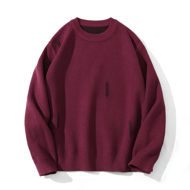 Damen Komfortabler Rippstrick-Pullover in Oversize-Silhouette mit Rundhals und dezentem Destroyed-Look Nord Taschen