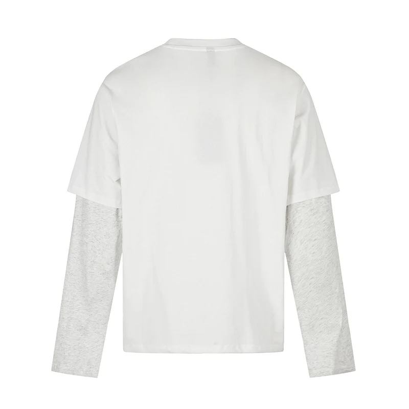Damen Lagenlook-Longsleeve mit kontrastierenden Ärmel-Einsätzen und Vintage-Print Nord Taschen