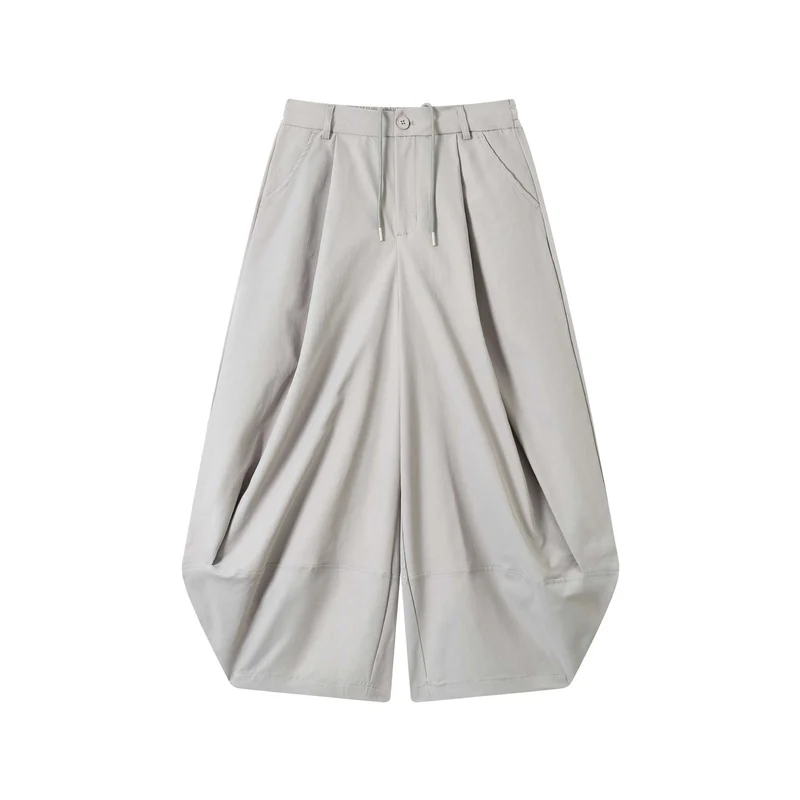 Damen Weite High-Waist Bermuda-Hose mit Bundfalten und Kordel Nord Taschen