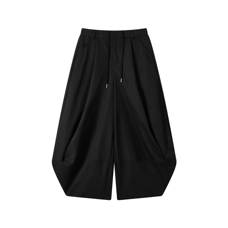 Damen Weite High-Waist Bermuda-Hose mit Bundfalten und Kordel Nord Taschen