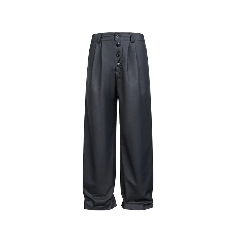 Damen Weite High-Waist Bundfaltenhose mit markanter Knopfleiste Nord Taschen