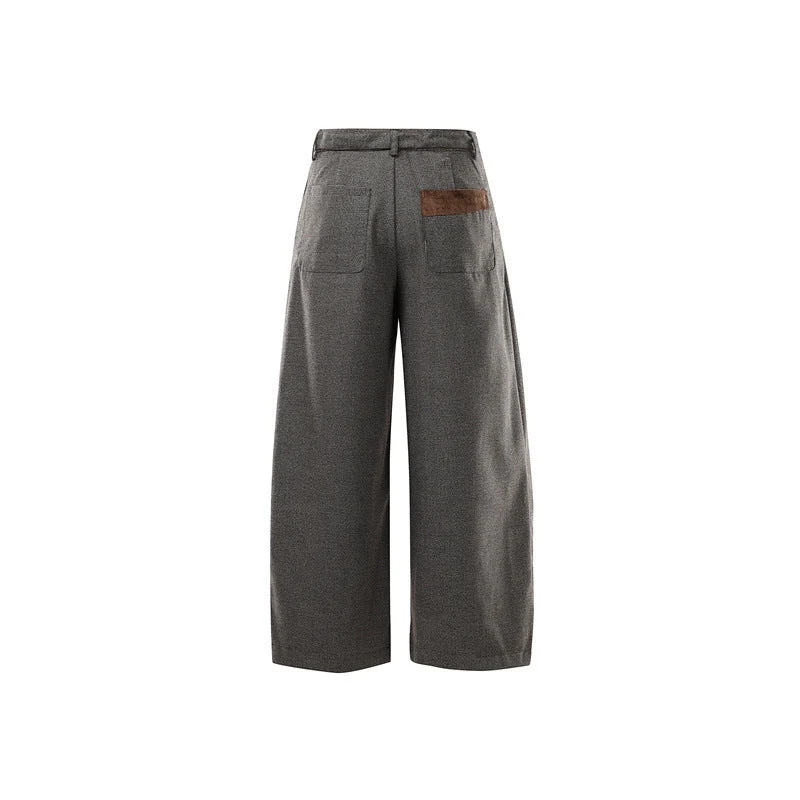 Damen Weite High Waist Culotte-Hose mit Gürtel und Kontrasttaschen Nord Taschen