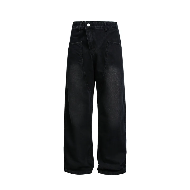 Damen Weite High‑Waist Jeans im Carpenter‑Style mit aufgesetzten Fronttaschen Nord Taschen