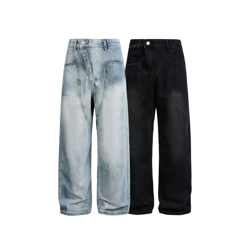 Damen Weite High‑Waist Jeans im Carpenter‑Style mit aufgesetzten Fronttaschen Nord Taschen