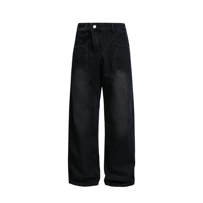 Damen Weite High‑Waist Jeans im Carpenter‑Style mit aufgesetzten Fronttaschen Nord Taschen
