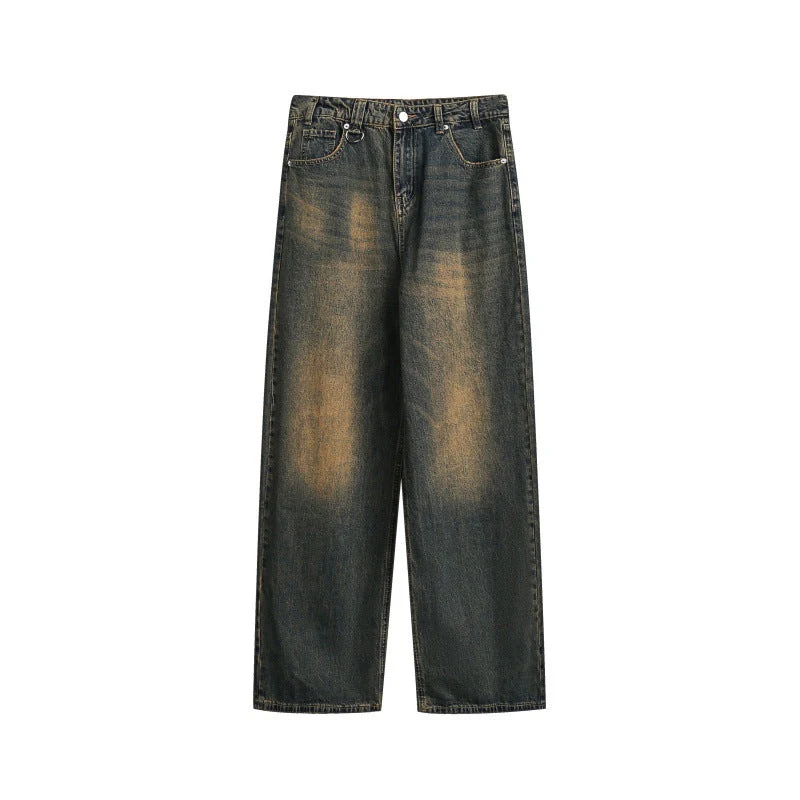 Damen Weite High‑Waist Relaxed-Jeans mit Vintage-Fading und geradem Bein Nord Taschen
