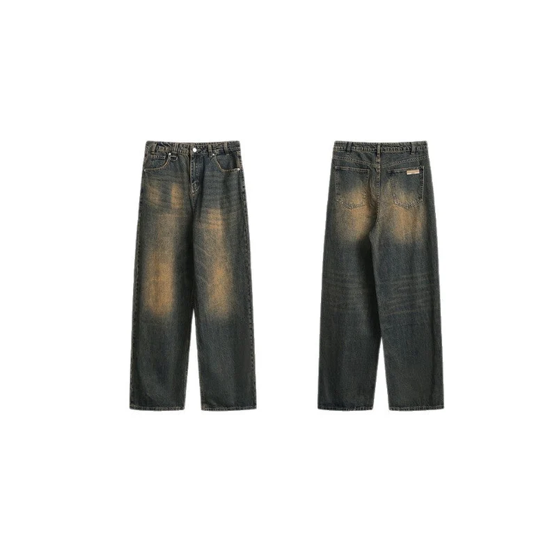 Damen Weite High‑Waist Relaxed-Jeans mit Vintage-Fading und geradem Bein Nord Taschen