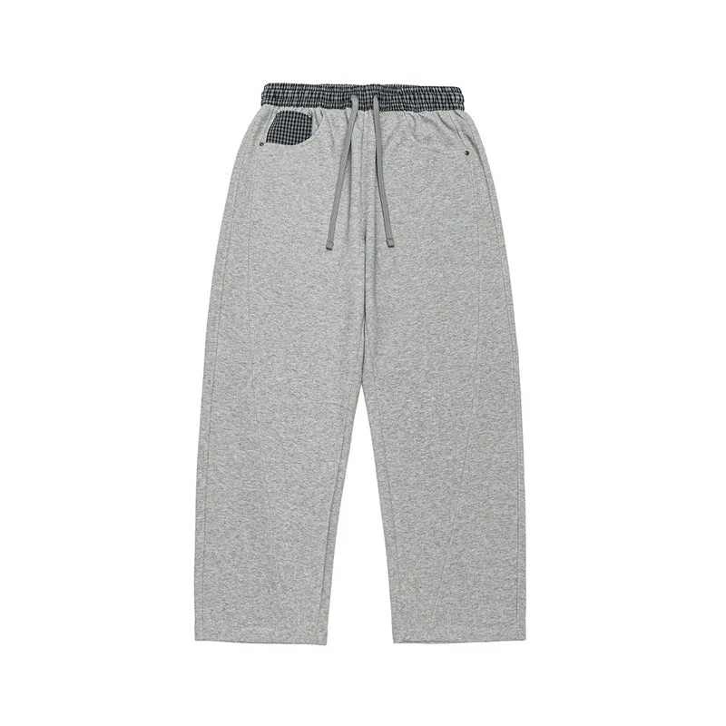 Damen Verkürzte Relaxed-Jogginghose mit elastischem Kordelbund, Karodetail und Ziernähten Nord Taschen