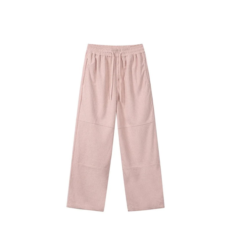 Damen Waffelstrick-Loungehose mit weitem Bein, elastischem Bund und Tunnelzug Nord Taschen