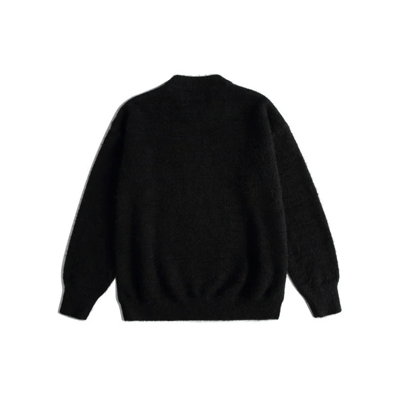 Damen Weicher Pullover mit verspielter Katzenstickerei und leichtem Stehkragen Nord Taschen