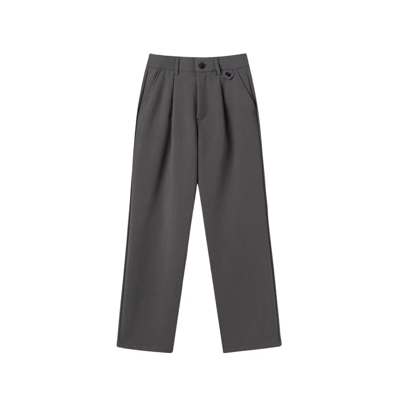 Damen Weite Bundfaltenhose mit hoher Taille und klassischem Bunddetail Nord Taschen
