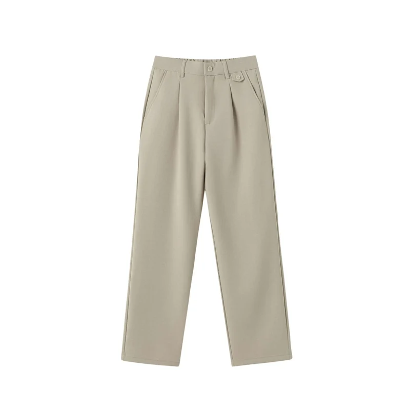 Damen Weite Bundfaltenhose mit hoher Taille und klassischem Bunddetail Nord Taschen