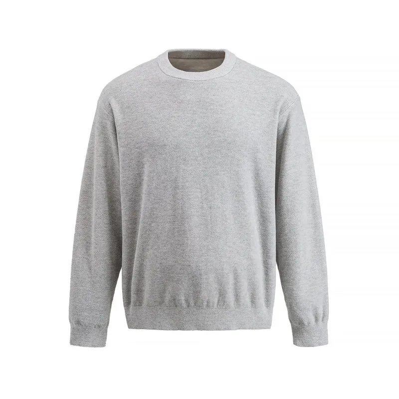 Herren Feiner Rundhals‑Sweatpullover aus Terry‑Frottee mit geripptem Saum Nord Taschen