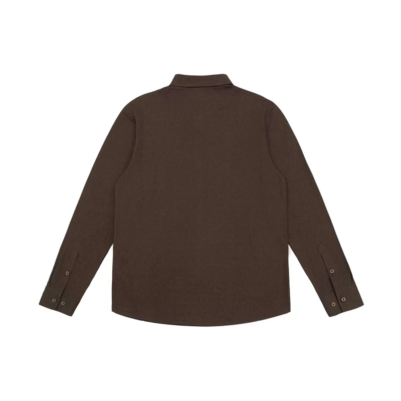 Herren Feines Baumwoll-Twill Hemdjacken‑Style mit Kentkragen und abgerundetem Saum Nord Taschen