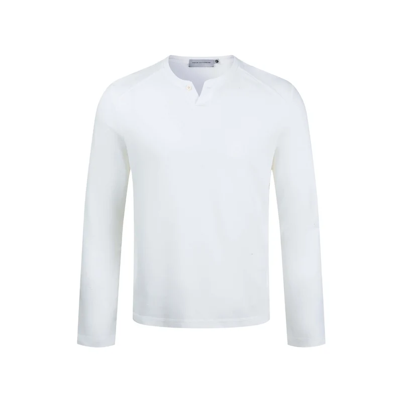 Herren Feines Longsleeve-Henley mit kurzem Knopfverschluss und Raglanärmeln Nord Taschen