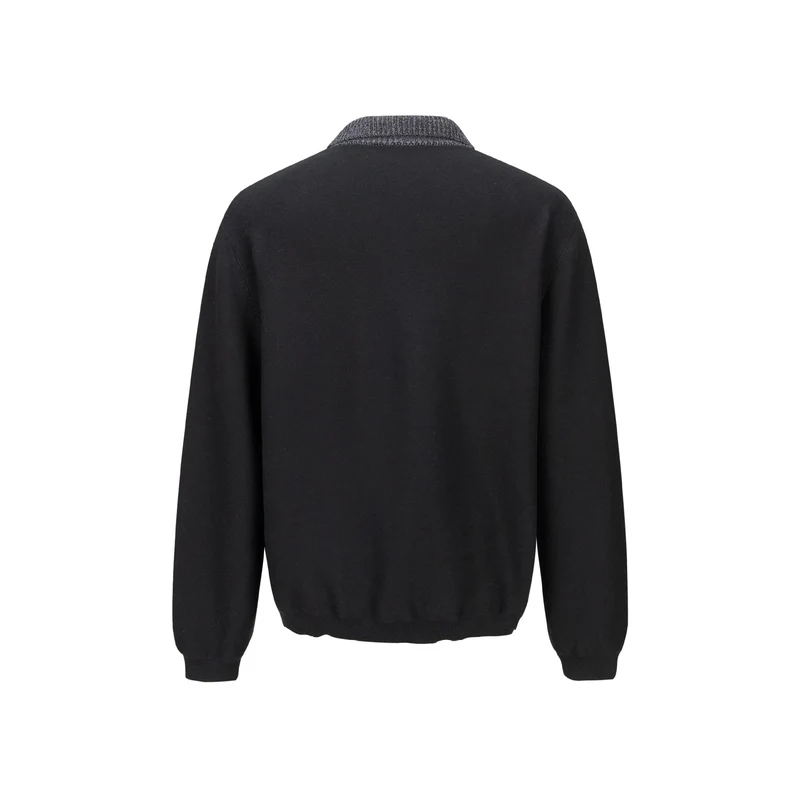 Herren Feinstrick-Polo-Pullover mit Strukturkragen und Knopfleiste Nord Taschen