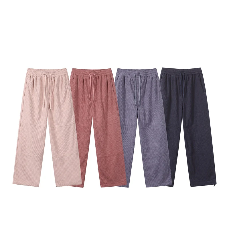 Damen Locker geschnittene Waffelstrick-Hose mit Elastikbund und Kordelzug Nord Taschen