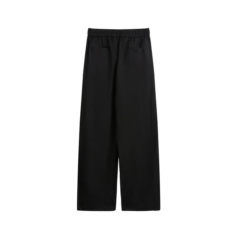 Damen Lockerweite Palazzo‑Hose mit elastischem Bund, Bundfalten und geradem Bein Nord Taschen